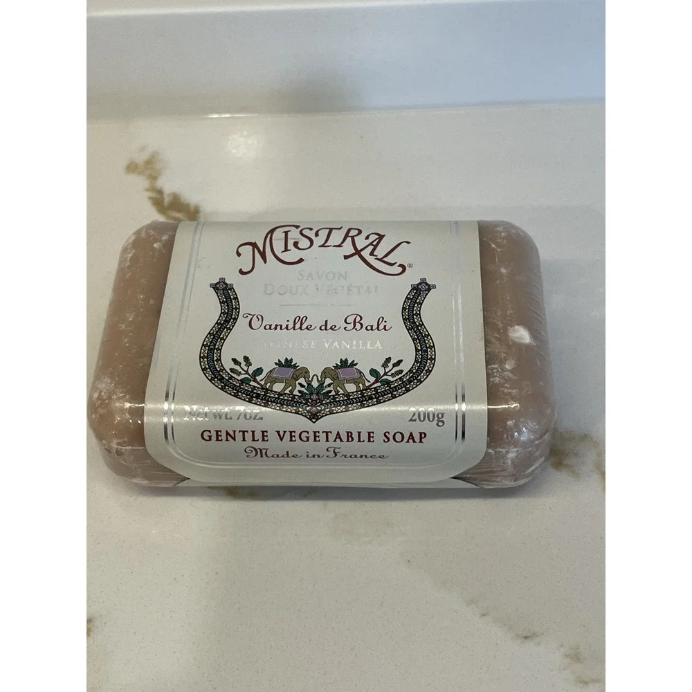 Mistral Vanille de Bali Gentle Bar‎ Soap 7 oz/200 g France Balinese Vanilla NEW